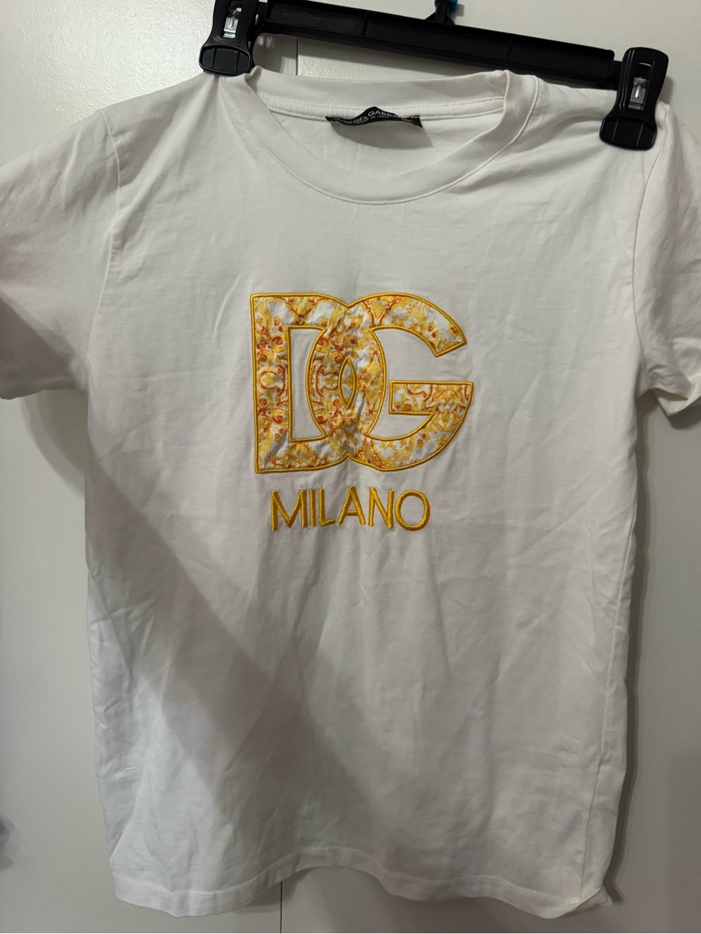Dolce & Gabbana White Tee with Yellow Logo